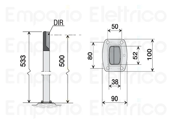 came Standsäule aus schwarz lackiertem Eloxal 0,5 m 001dir-ln dir-ln